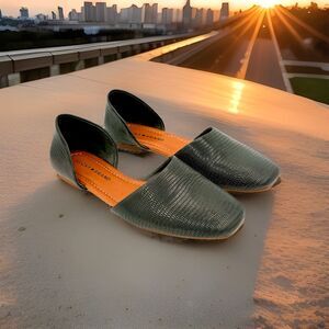 Lucky Brand Drowe Black Leather D’Orsay Flats Slip On Rounded Square Toe size 8M